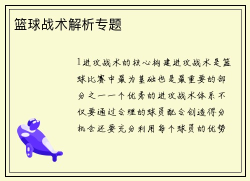 篮球战术解析专题